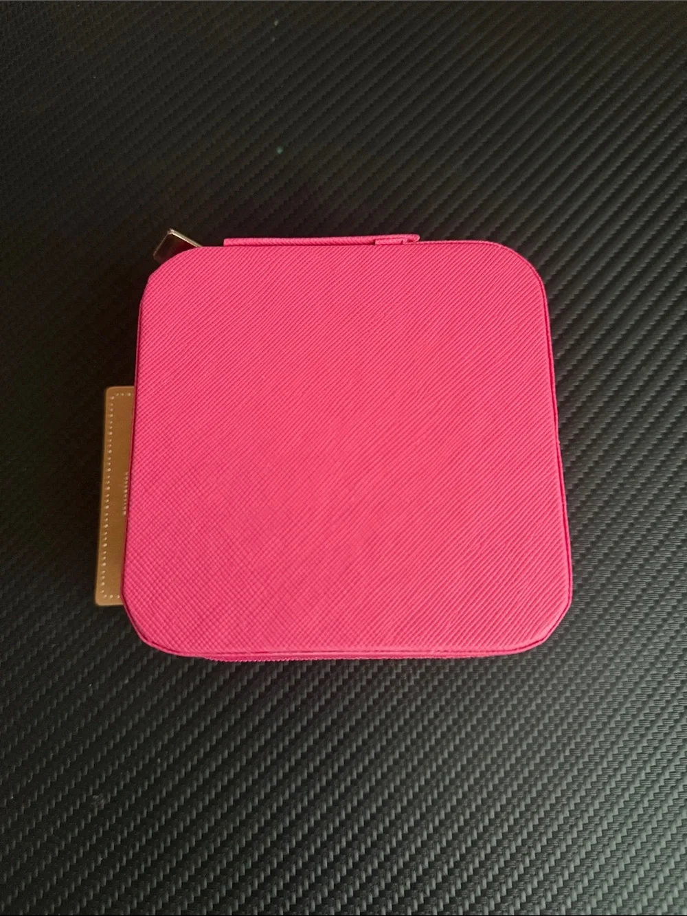 Pink Trim Square mini jewelry box with Highland Cow and Floral Appliqué